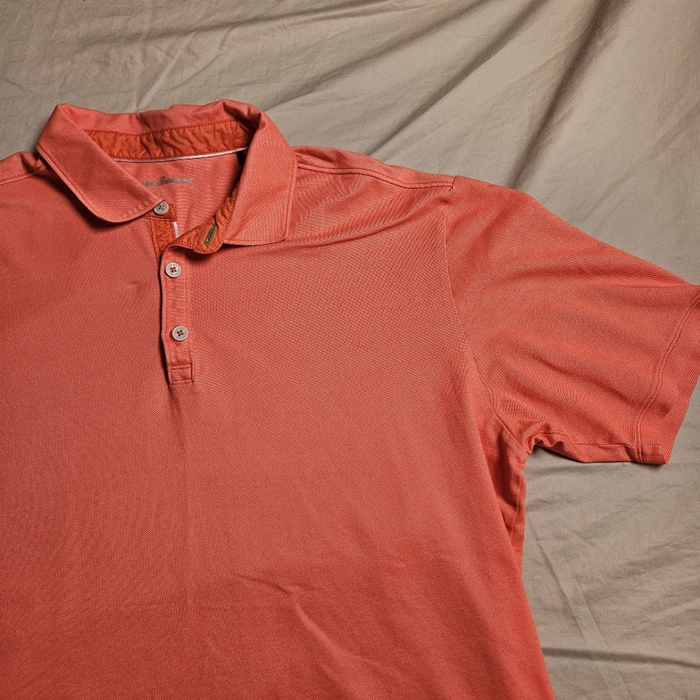 TOMMY BAHAMA Men's XL Coral Orange Polo Shirt Performance Stretch Golf Beach